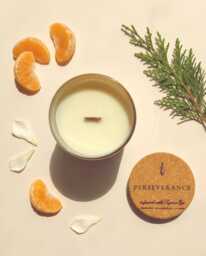Tiger's Eye Soy Candle, Wooden Wick, Gardenia Mandarin Cypress Aromachology Candle - thumbnail 1