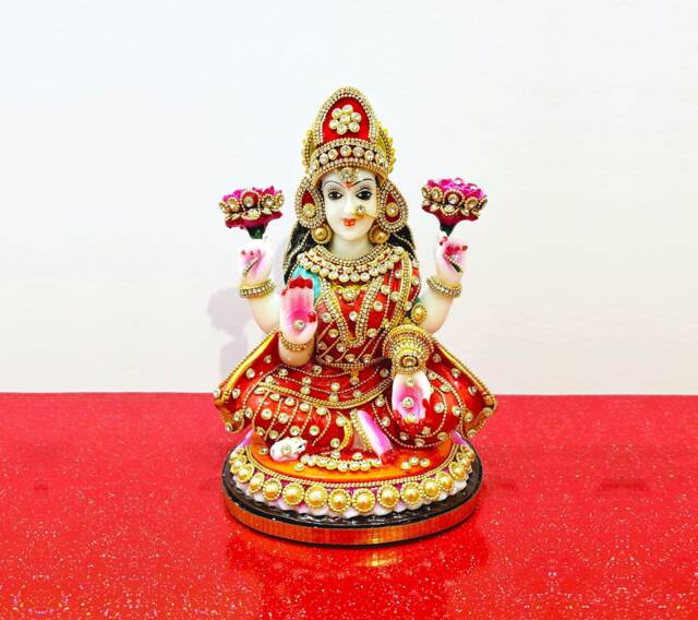 Rare Goddess Lakshmi/Laxmi Hand Stone Decorated Statue - image 1