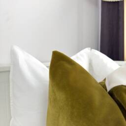 Velvet Colourblock Cover Khaki Green Off White Scatter Cushion - All Sizes - thumbnail 3