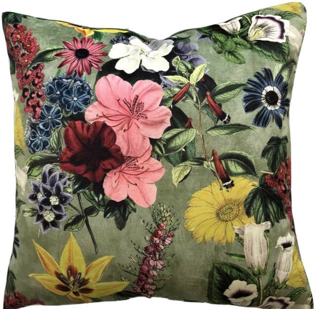 Floral Velvet Cushion Cover Spring Blossoms Throw Pillow - image 1