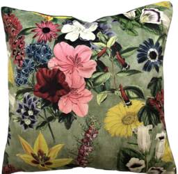 Floral Velvet Cushion Cover Spring Blossoms Throw Pillow - thumbnail 1