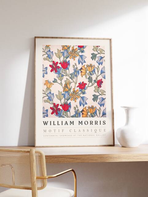 William Morris Poster, Exhibition Print, Vintage Wall Art, Textile Floral Art - image 1