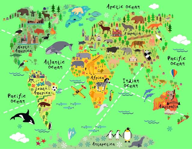 Huge Map Of The World Playroom Decal Wall Decals Kids Bedroom Boys W207 - image 1