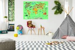 Huge Map Of The World Playroom Decal Wall Decals Kids Bedroom Boys W207 - thumbnail 3