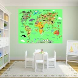 Huge Map Of The World Playroom Decal Wall Decals Kids Bedroom Boys W207 - thumbnail 2