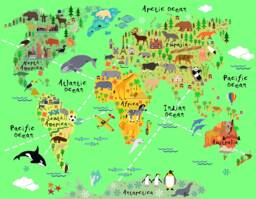 Huge Map Of The World Playroom Decal Wall Decals Kids Bedroom Boys W207 - thumbnail 1