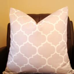 Moroccan Ikat Decorative Pillow Cover, Grey Geometric Euro Cushion - 20x20 - thumbnail 3