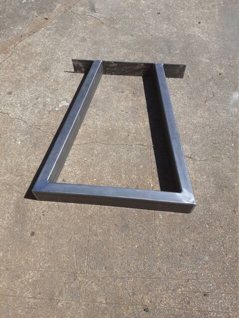 Single One Trapezium Box Section Leg Retro Industrial Steel Metal Dining Table Coffee Bench Desk Breakfast Bar Many Sizes - image 1