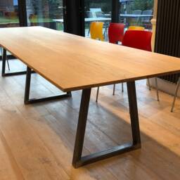 Single One Trapezium Box Section Leg Retro Industrial Steel Metal Dining Table Coffee Bench Desk Breakfast Bar Many Sizes - thumbnail 4