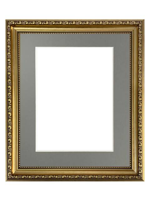 Shabby Chic Gold Picture Frame With Dark Grey Mount - image 1