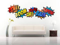 Superhero Comic Words Retro Kapow Boom Zap Bam Colour Wall Art Sticker Kit Decals - thumbnail 1