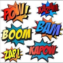 Superhero Comic Words Retro Kapow Boom Zap Bam Colour Wall Art Sticker Kit Decals - thumbnail 2