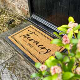 Personalized Family Doormat, Customized Name & Est Date Mat, New Home Closing Gift, Custom Realtor Decor - thumbnail 2