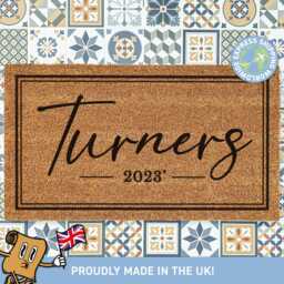 Personalized Family Doormat, Customized Name & Est Date Mat, New Home Closing Gift, Custom Realtor Decor - thumbnail 1
