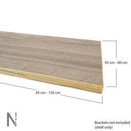 45cm , 50cm , 55cm, 60cm Extra Deep Wall Shelves Without Brackets. Sandy Grey, White, Oak Colour. Various Lengths & Depths Or Customer Size - thumbnail 2
