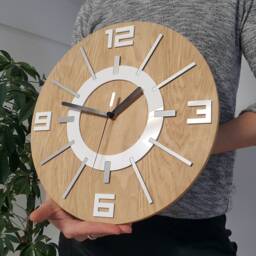 Large White-Gray Clock With A Quiet Mechanism Alladyn Wood 33, 5cm/13, 19 - thumbnail 2