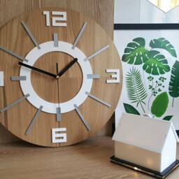 Large White-Gray Clock With A Quiet Mechanism Alladyn Wood 33, 5cm/13, 19 - thumbnail 3