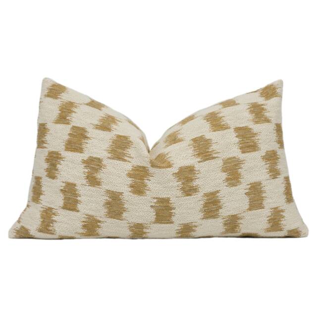 Larsen - Colefax & Fowler Paxton Camel Geometric Woven Ikat Cushion Cover Handmade Throw Pillow Designer Home Decor - image 1