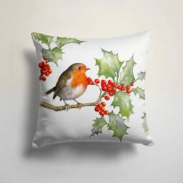 Christmas Cushion Cover/Floral Xmas Cardinal Bird Pillow Case/Xmas Animal Cover/Gift For Her/Farmhouse Decor/Christmas Gift - thumbnail 3