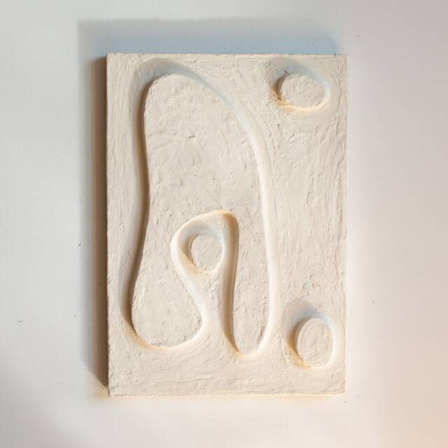 Japandi Sculptural Wall Art - Plaster Texture Painting Wabi Sabi Relief Sculpture Hygge Nordic Design White Bas - image 1