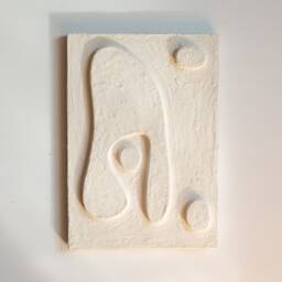 Japandi Sculptural Wall Art - Plaster Texture Painting Wabi Sabi Relief Sculpture Hygge Nordic Design White Bas - thumbnail 1