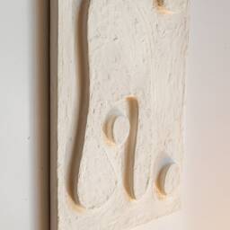 Japandi Sculptural Wall Art - Plaster Texture Painting Wabi Sabi Relief Sculpture Hygge Nordic Design White Bas - thumbnail 2
