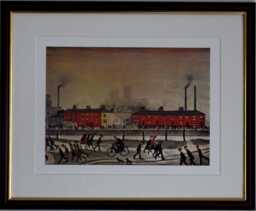 L.s. Lowry Art Print - Lincoln Walnut Finish Frame With Mount & Textured Image - thumbnail 1