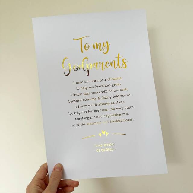 Gift To Godparents, Godparent Print From Child, Special Christening Keepsake Proposal Print - image 1