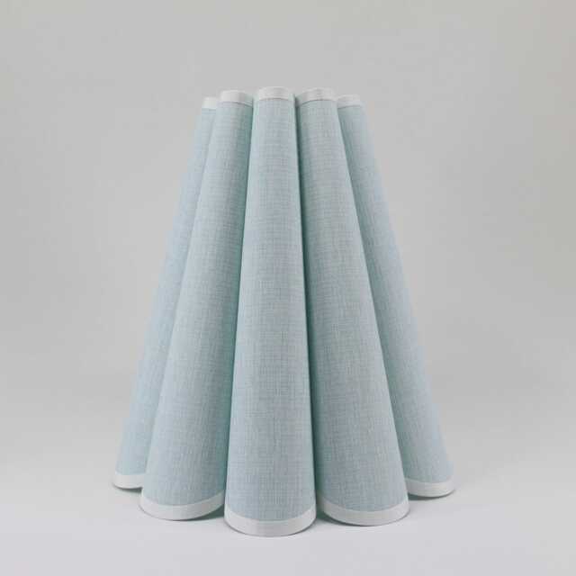 Handmade Scallop Pleated Lampshade Light Greenish-Blue Fabric-40# - image 1