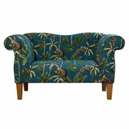 Small Monkey Teal Chaise Sofa - Tropical Upholstered Chair Handmade in Britain - thumbnail 2