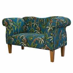 Small Monkey Teal Chaise Sofa - Tropical Upholstered Chair Handmade in Britain - thumbnail 1