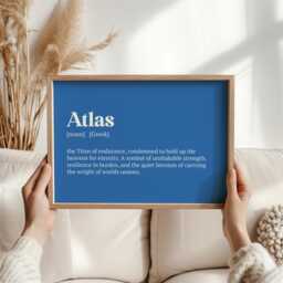 Atlas Definition Print - Greek Mythology Wall Art, Titan Of Endurance Poster, Strength & Resilience Quote, Inspirational Home Decor - thumbnail 1