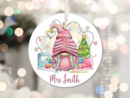 Teacher Lecturer Gonk Gonks Gnome Gnomes Personalised Christmas Bauble Funny Gift Present Keepsake Novelty Tree Xmas For Him Her - thumbnail 1