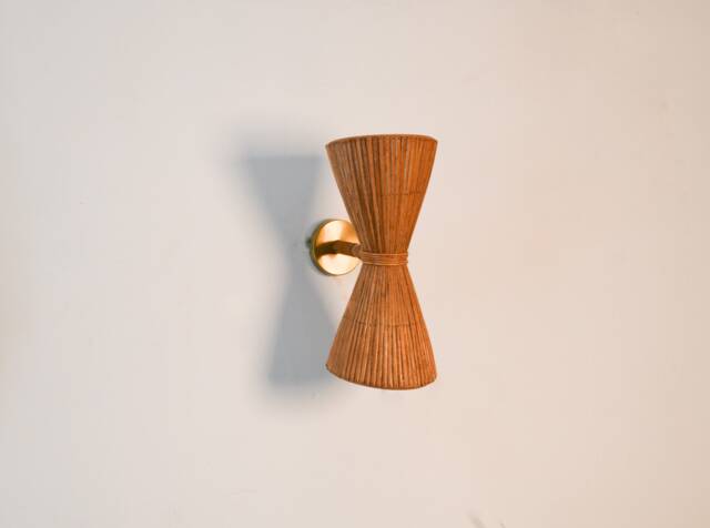 Up Down Interior Wall Light, Handcrafted Rattan, Stylish Lighting - image 1