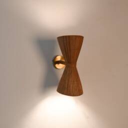 Up Down Interior Wall Light, Handcrafted Rattan, Stylish Lighting - thumbnail 3
