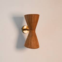 Up Down Interior Wall Light, Handcrafted Rattan, Stylish Lighting - thumbnail 4