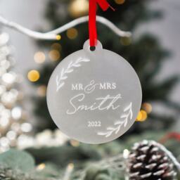 Personalised Mr & Mrs Bauble Married Christmas Ornament Gift For Couple Decoration - thumbnail 2
