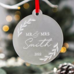 Personalised Mr & Mrs Bauble Married Christmas Ornament Gift For Couple Decoration - thumbnail 3