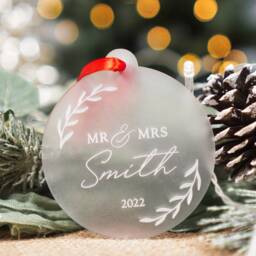 Personalised Mr & Mrs Bauble Married Christmas Ornament Gift For Couple Decoration - thumbnail 1