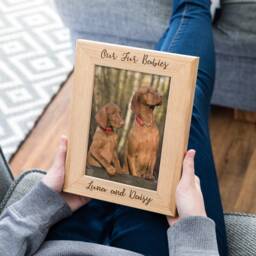 Personalised Oak Pet Photo Frame Engraved Dog Lover Gift - Lc210 - thumbnail 2