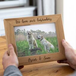 Personalised Oak Pet Photo Frame Engraved Dog Lover Gift - Lc210 - thumbnail 1