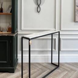 Carrara Marble Console Table Handcrafted Hallway Entrance Table - thumbnail 3