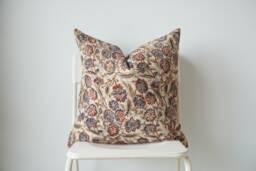"Block Print Pillow Cover Floral Batik, Indian Textile - 20"" X 20" - thumbnail 1