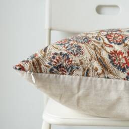 "Block Print Pillow Cover Floral Batik, Indian Textile - 20"" X 20" - thumbnail 3