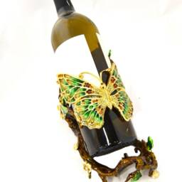 Butterfly Design Wine Bottle Holder. Hand Made With Colorful Enamel & Austrian Crystals - thumbnail 4