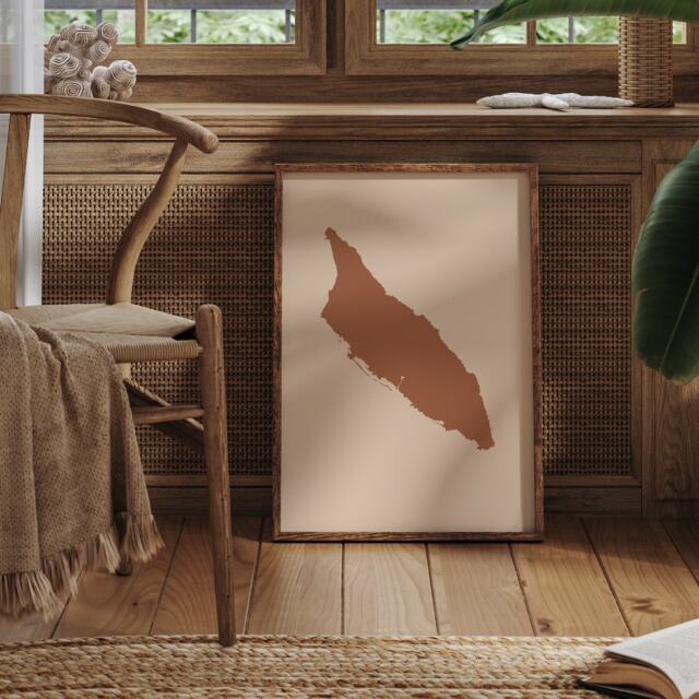 Aruba Map Boho Wall Art Print Mid Century Travel Poster - image 1
