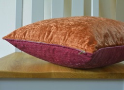 Reversible Velvet Pillow Cover in Earthy Orange & Pink , Rich Cushion Covers Rust Luxury Covers - thumbnail 1