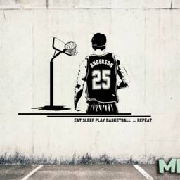 Custom Basketball Wall Decal Personalized Name & Number, Boy's Room Decor - thumbnail 2