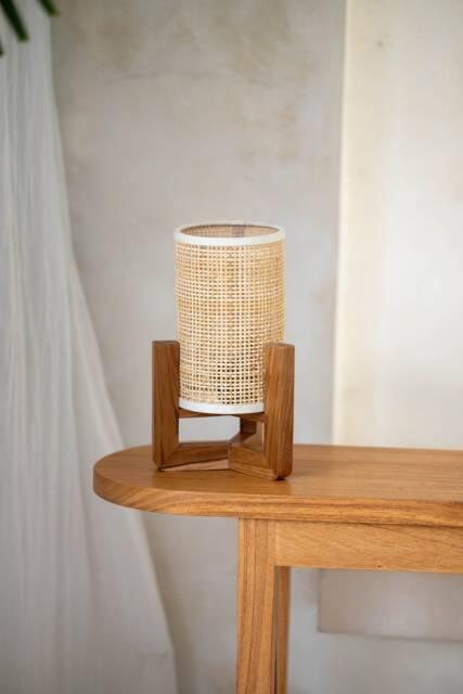 Fitri Rattan Lamp - Woven Lampshade - Small Table With Shade Decor Bedside Desk Handmade Gifts For Her - image 1