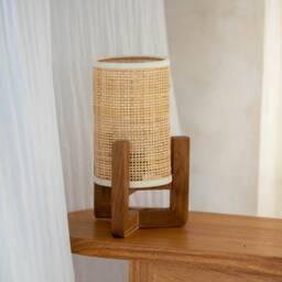 Fitri Rattan Lamp - Woven Lampshade - Small Table With Shade Decor Bedside Desk Handmade Gifts For Her - thumbnail 2